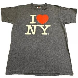 NYC Factory licensed “ I ❤️ NY “ I Love New York Blue Heather Denim Shirt SMALL